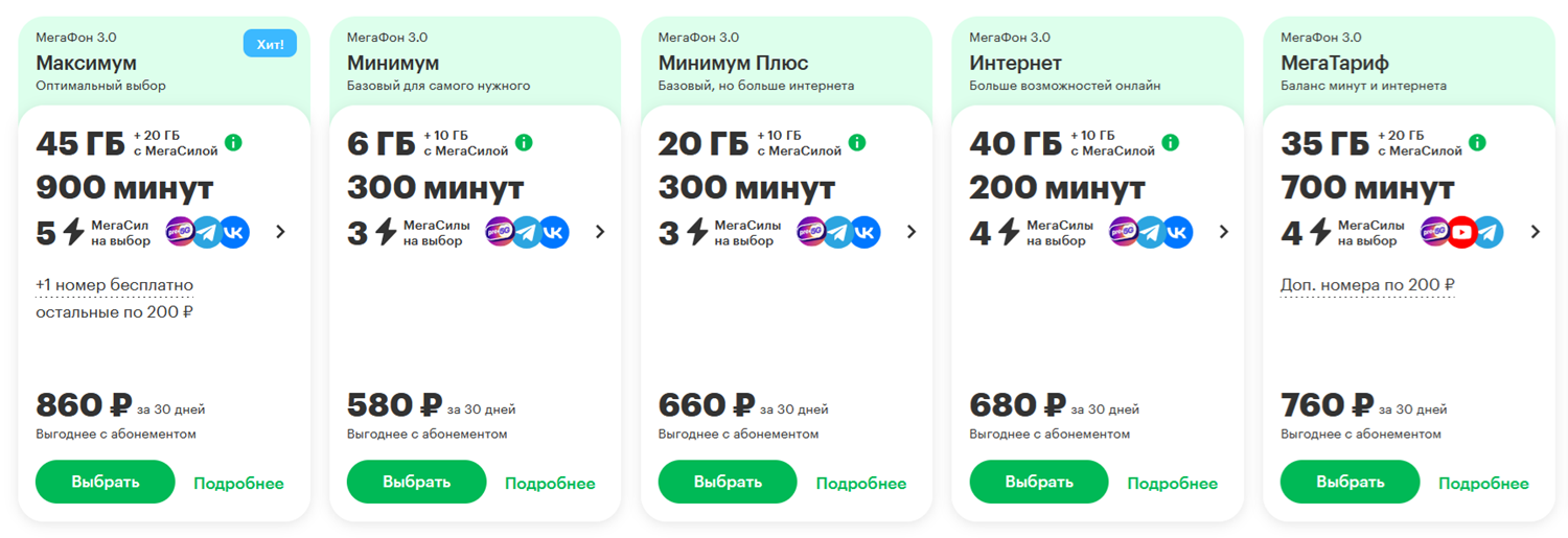 Тарифы МегаФон с интернетом для смартфона